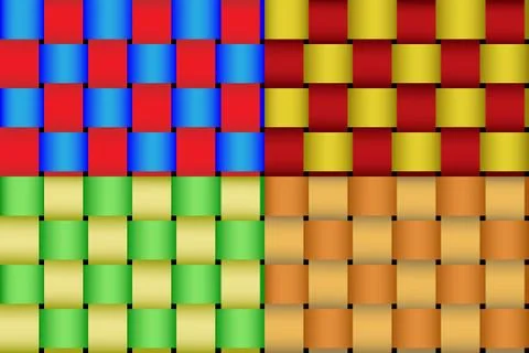 Vector seamless braided ribbon pattern. Four color schemes. Stock Illustration