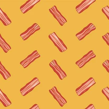 Vector seamless breakfast pattern with bacon slices Stock Illustration