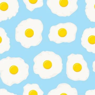 Vector seamless breakfast pattern with fried eggs Stock Illustration