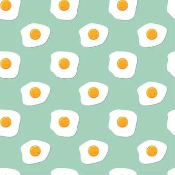 Vector seamless breakfast pattern with fried eggs Stock Illustration
