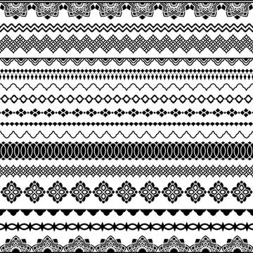 Vector seamless brushes for frames, dividers, borders. Classic oriental style Stock Illustration