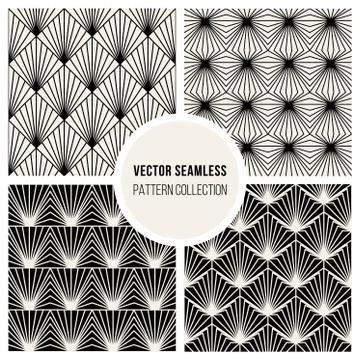 Vector Seamless BW Square Lines Geometric Pattern Stock Illustration