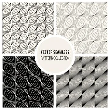 Vector Seamless BW Square Lines Geometric Pattern Stock Illustration