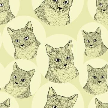 Vector Seamless cats pattern Stock Illustration