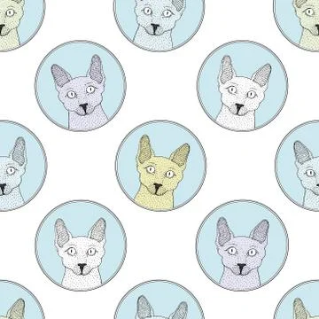 Vector Seamless cats pattern Stock Illustration