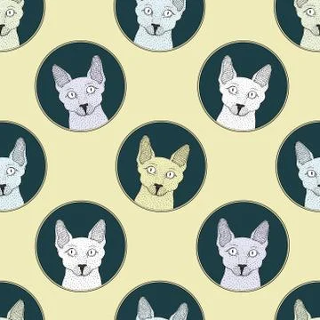 Vector Seamless cats pattern Stock Illustration