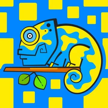 Vector Seamless Chameleon Background In Cartoon Style. Spring Pattern Of Cham Stock Illustration