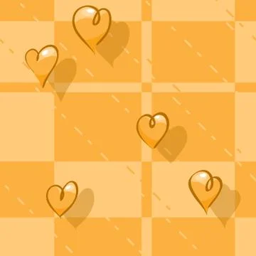 Vector seamless checkered background. print tablecloth with hearts Stock Illustration