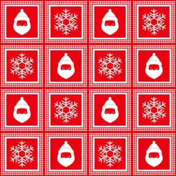 Vector seamless checkered pattern, new year, christmas, silhouettes of deers, Stock Illustration