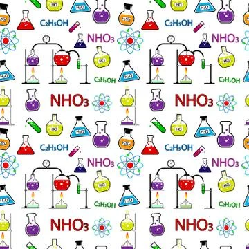 Vector seamless chemistry pattern. Stock Illustration