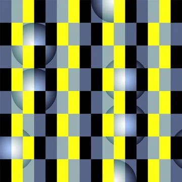 Vector seamless chess pattern with colorful squares and gradient circles Illustrazione stock