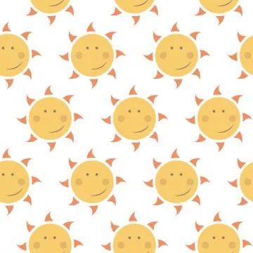 Vector seamless childish pattern with suns Stock Illustration