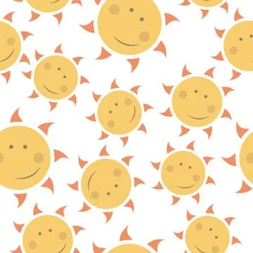 Vector seamless childish pattern with suns Stock Illustration