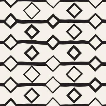 Vector Seamless Childlike Pattern. Monochrome Hand Drawn Geometric Shapes Stock Illustration