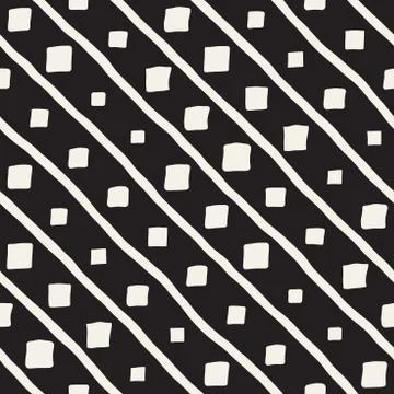 Vector Seamless Childlike Pattern. Monochrome Hand Drawn Geometric Shapes Illustrazione stock