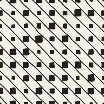 Vector Seamless Childlike Pattern. Monochrome Hand Drawn Geometric Shapes Stock Illustration