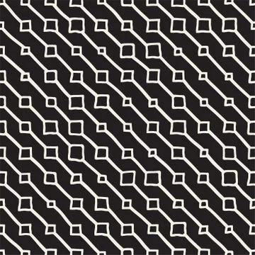 Vector Seamless Childlike Pattern. Monochrome Hand Drawn Geometric Shapes Stock Illustration