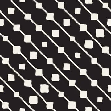 Vector Seamless Childlike Pattern. Monochrome Hand Drawn Geometric Shapes Stock Illustration