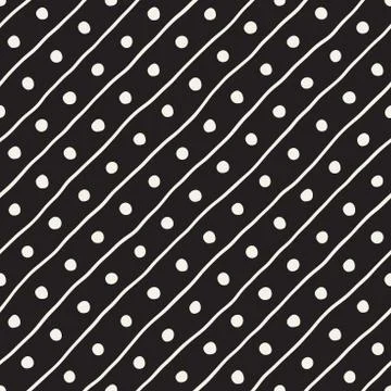 Vector Seamless Childlike Pattern. Monochrome Hand Drawn Geometric Shapes T.. Stock Illustration