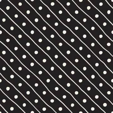 Vector Seamless Childlike Pattern. Monochrome Hand Drawn Geometric Shapes T.. Stock Illustration