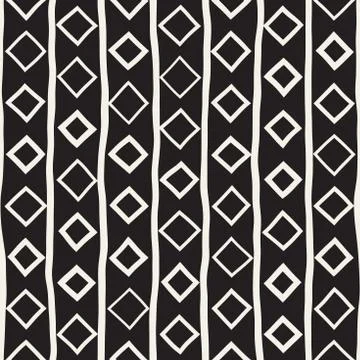 Vector Seamless Childlike Pattern. Monochrome Hand Drawn Geometric Shapes T.. Illustrazione stock