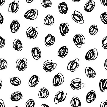Vector seamless children pattern with drawing scribbles. Simple black and white Illustrazione stock