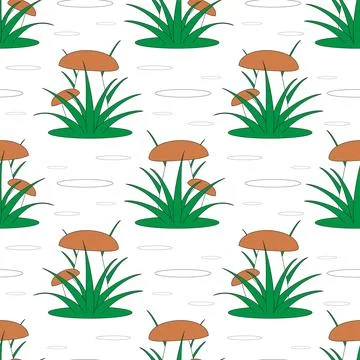 Vector seamless children's pattern. Mushrooms in a clearing 스톡 일러스트