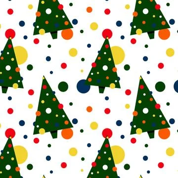 Vector seamless Christmas and New Year patterns. Tree, fir-tree, fir-tree d.. Stock Illustration