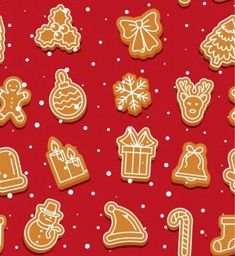 Vector seamless christmas pattern in cookies Eps 10 Stock Illustration