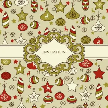 Vector seamless christmas pattern with frame Stock Illustration