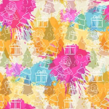 Vector  seamless Christmas pattern Stock Illustration