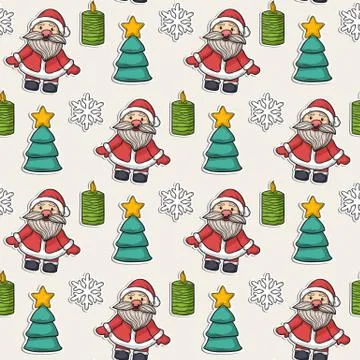 Vector seamless Christmas pattern with Santa Claus Stock Illustration