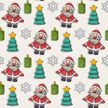 Vector seamless Christmas pattern with Santa Claus Vector seamless Christm... Stock Photos