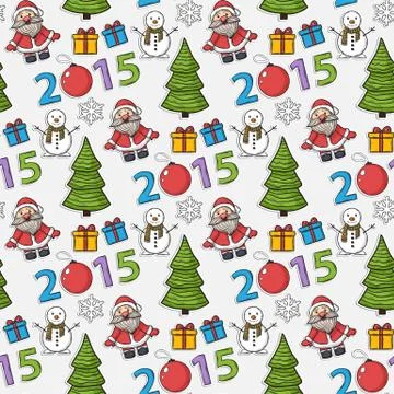 Vector seamless Christmas pattern,sticker Stock Illustration