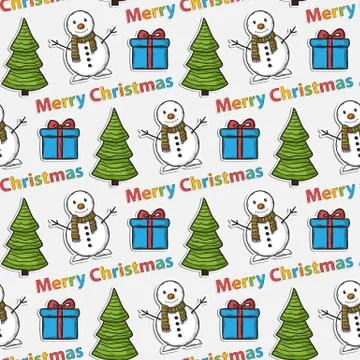 Vector seamless Christmas pattern,sticker Stock Illustration