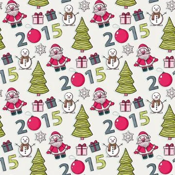Vector seamless Christmas pattern,sticker Stock Illustration