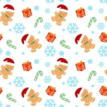 Vector seamless Christmas winter pattern for children Stock Illustration