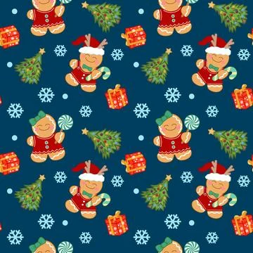 Vector seamless Christmas winter pattern for children Stock Illustration