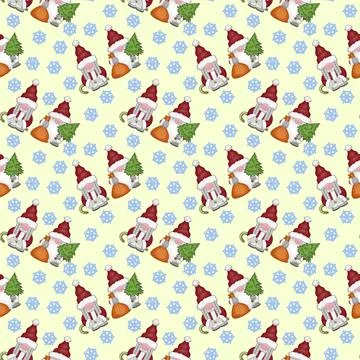 Vector seamless Christmas winter pattern for children Stock Illustration