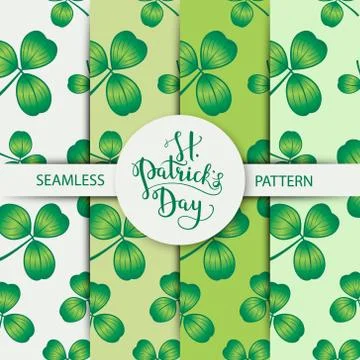 Vector seamless clover pattern set with three leaf for Saint Patrick s Day. Illustrazione stock