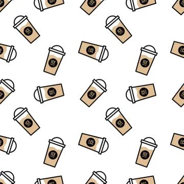 Vector seamless coffee cup pattern - Separate layers for easy editing Stock Illustration