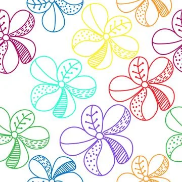 Vector seamless color flower pattern for simple backgrounds and textures, fab Illustrazione stock