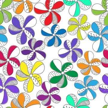 Vector seamless color flower pattern for simple backgrounds and textures, fab Illustrazione stock
