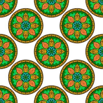 Vector Seamless Color Mandala Pattern 스톡 일러스트
