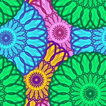 Vector Seamless Color Mandala Pattern 스톡 일러스트