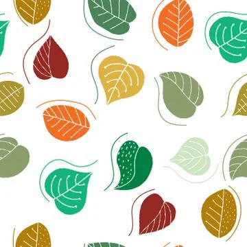 Vector seamless color pattern of plant leaves for simple backgrounds and text Stock Illustration