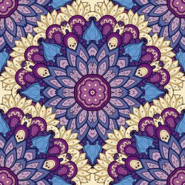 Vector Seamless Colored Ornate Pattern Stock Illustration