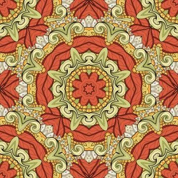 Vector Seamless Colored Ornate Pattern Stock Illustration