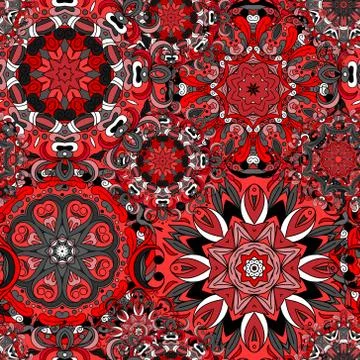 Vector Seamless Colored Ornate Pattern. Hand Drawn Mandala Texture, Vintage Illustrazione stock