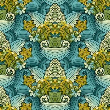 Vector Seamless Colored Ornate Pattern Illustrazione stock